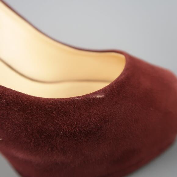 GIUSEPPE ZANOTTI Size 6.5 Burgundy Suede Peep Toe Platform SHARON Pumps - Picture 6 of 9